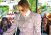 Jennifer Lopez Wears Sheer Lilac Lace Dress in NYC