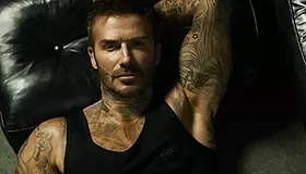 David Beckham in Boss One Bodywear campaign, posing confidently.